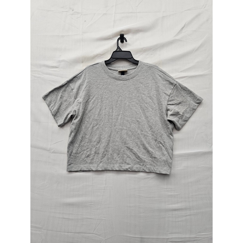 Universal Thread Womens Boxy Crop T-Shirt Gray Cotton Blend Casual Size XL